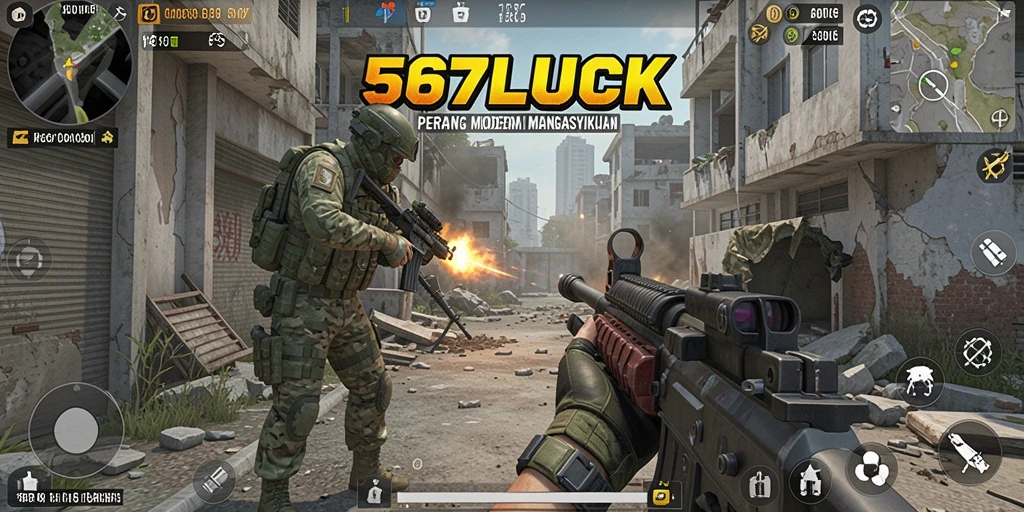 Tampilan gameplay seru di 567LUCK dengan tempur FPS yang menegangkan.