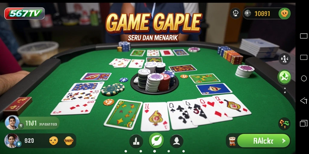 Tampilan gameplay seru dalam 567TV yang menampilkan permainan Gaple.
