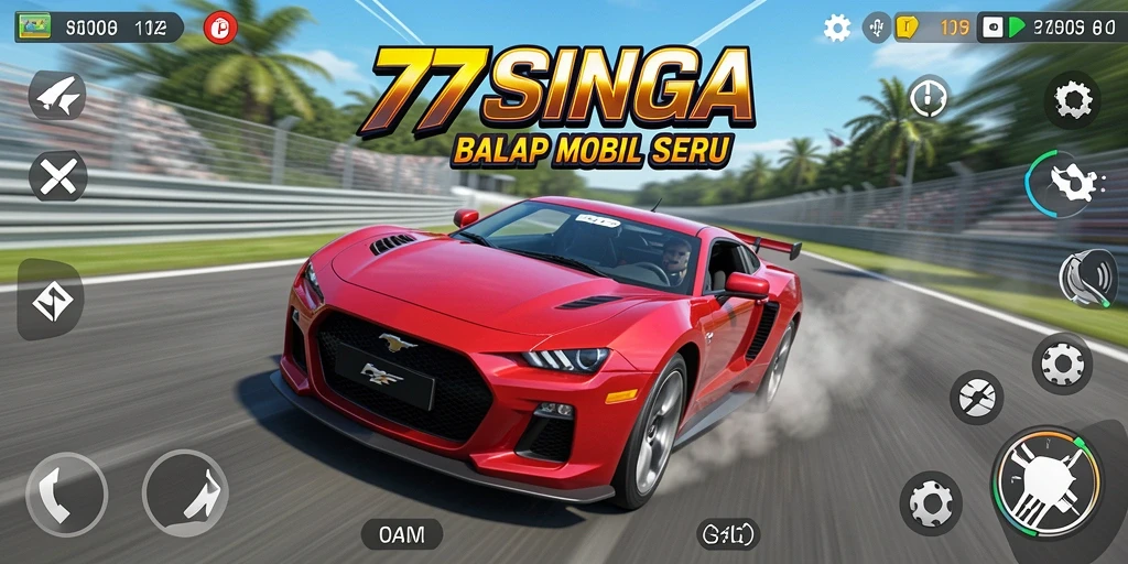 Tampilan gameplay balap mobil yang mendebarkan di 77SINGA.