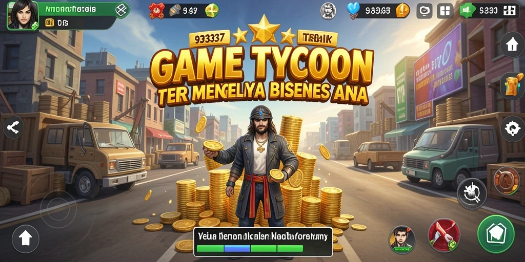 Tangkapan layar gameplay 93337 yang menunjukkan pengelolaan bisnis Tycoon.