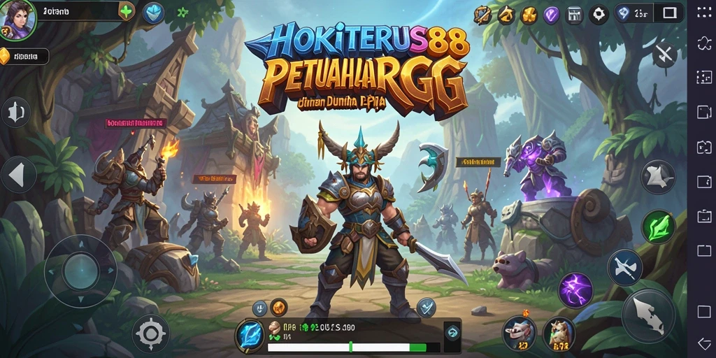 Screenshot utama HOKITERUS88 menampilkan karakter dalam pertempuran seru.