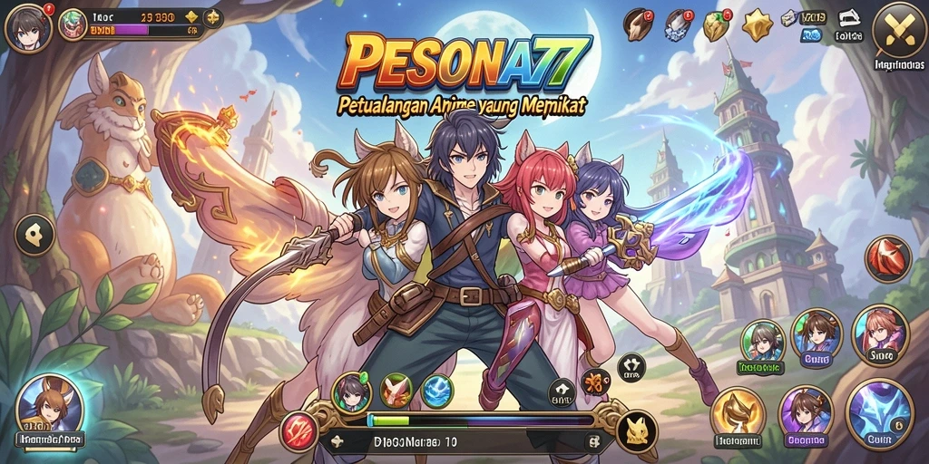 Tampilan gameplay PESONA77 yang seru dan penuh warna.