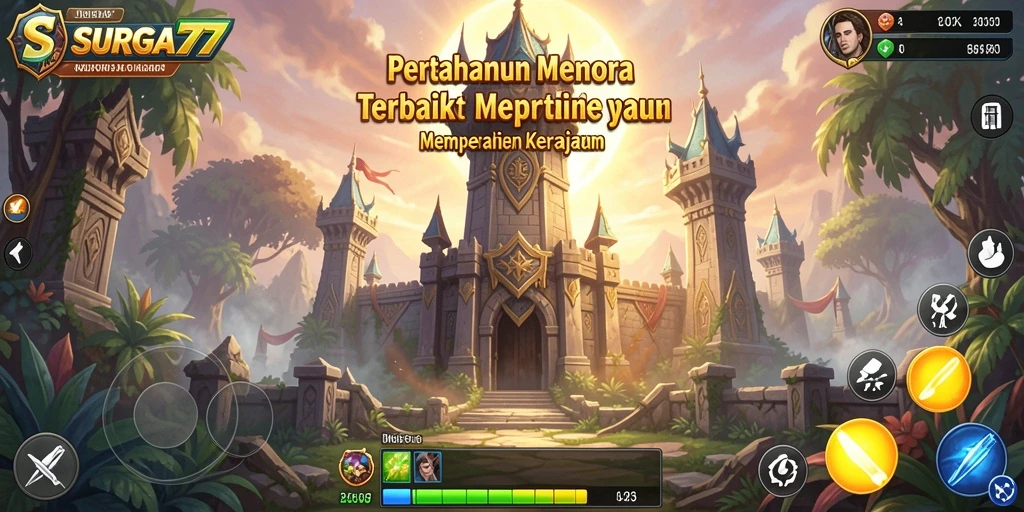Tampilan menarik gameplay Tower Defense di SURGA77.