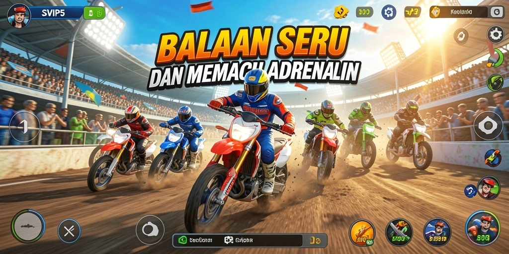 Screenshot gameplay SVIP5 memperlihatkan aksi balap yang menarik.